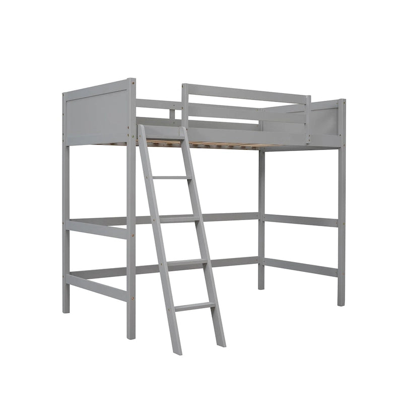 Solid Wood Twin Size Loft Bed with Safety Features