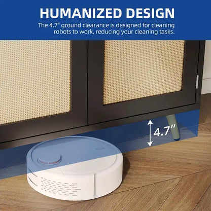 Moasis Rattan 2-Door Buffet Sideboard Cabinet with Adjustable Shelves for Kitchen Hallway