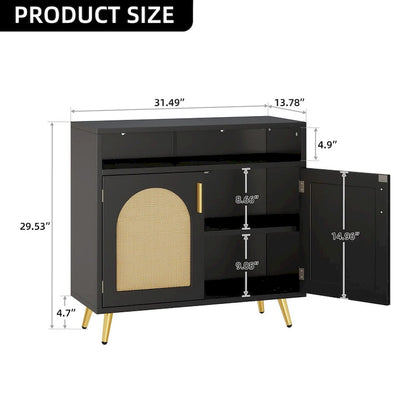 Moasis Rattan 2-Door Buffet Sideboard Cabinet with Adjustable Shelves for Kitchen Hallway