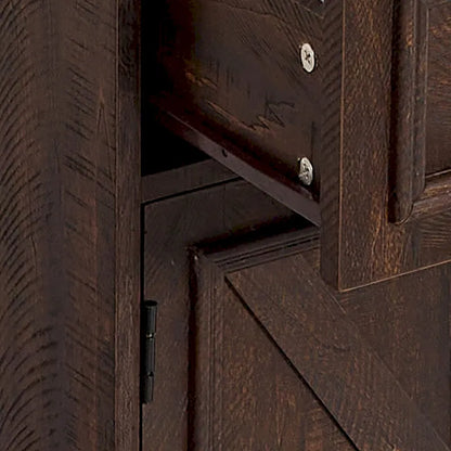 Classic Farmhouse Style Wooden Sideboard with Removable Wine Racks