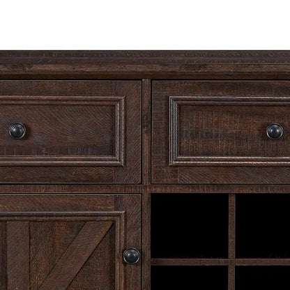 Classic Farmhouse Style Wooden Sideboard with Removable Wine Racks