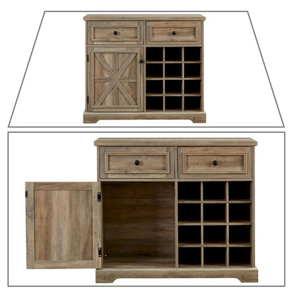 Classic Farmhouse Style Wooden Sideboard with Removable Wine Racks
