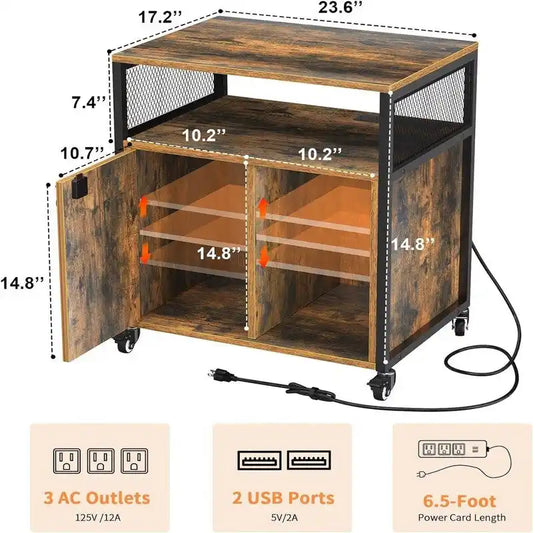 Braking Wheels Filing Cabinet with Lock - 25.59D x 5.12W x 19.29H