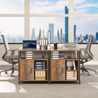 Braking Wheels Filing Cabinet with Lock - 25.59D x 5.12W x 19.29H