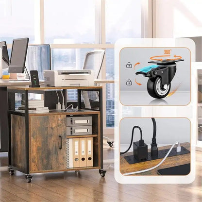 Braking Wheels Filing Cabinet with Lock - 25.59D x 5.12W x 19.29H