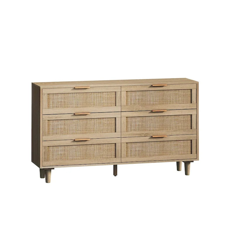 6-drawers Rattan Storage Cabinet - 51.18L x 15.75W x 29.53H