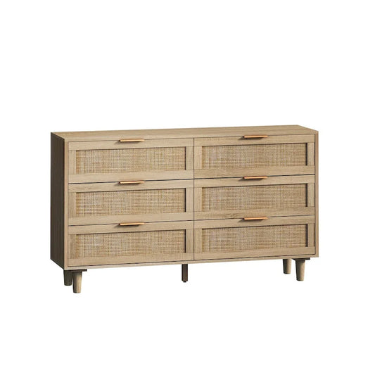 6-drawers Rattan Storage Cabinet - 51.18L x 15.75W x 29.53H