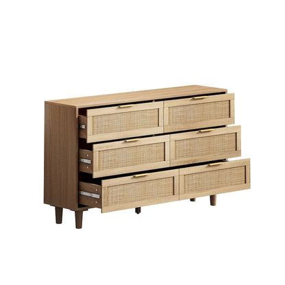 6-drawers Rattan Storage Cabinet - 51.18L x 15.75W x 29.53H