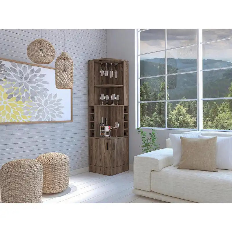 Bar Cabinet for Kitchen, Dining Room,Living Room, Dark Walnut