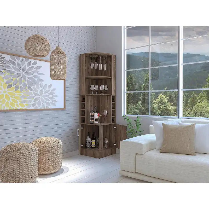 Bar Cabinet for Kitchen, Dining Room,Living Room, Dark Walnut