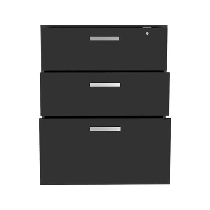 3 Drawers Storage Cabinet with Casters Lions Office, Black Wengue Finish,High quality and durable