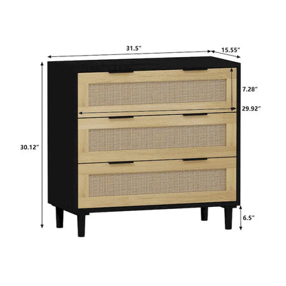 31.503-Drawers Rattan Storage Cabinet