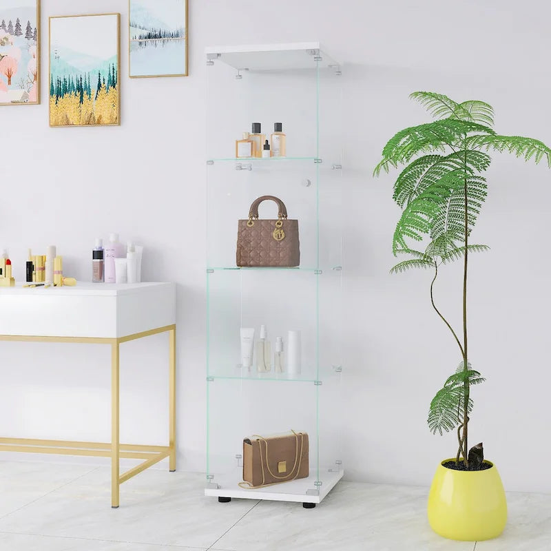 Glass Display Cabinet 4 Shelves with Door
