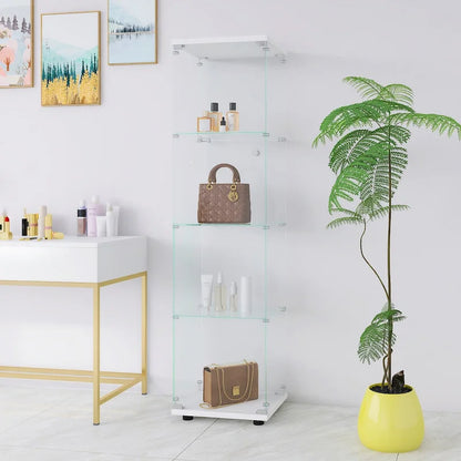 Glass Display Cabinet 4 Shelves with Door