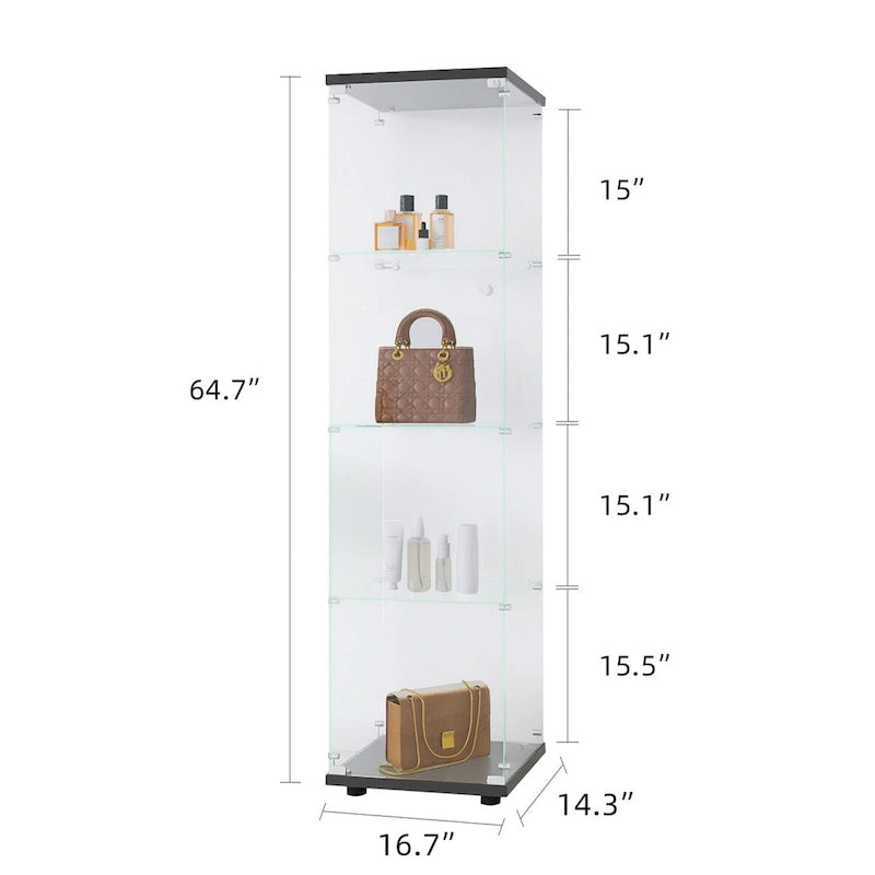 Glass Display Cabinet 4 Shelves with Door