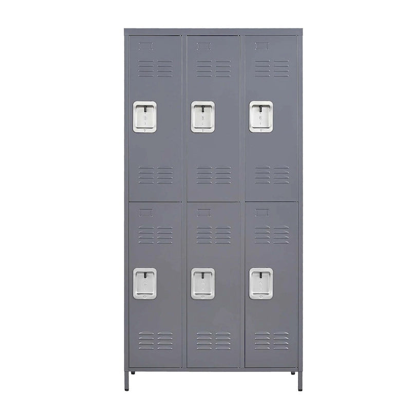 6 Door 72H Metal Lockers With Lock for Employees,Storage Locker Cabinet for Home Gym Office School Garage,Gray