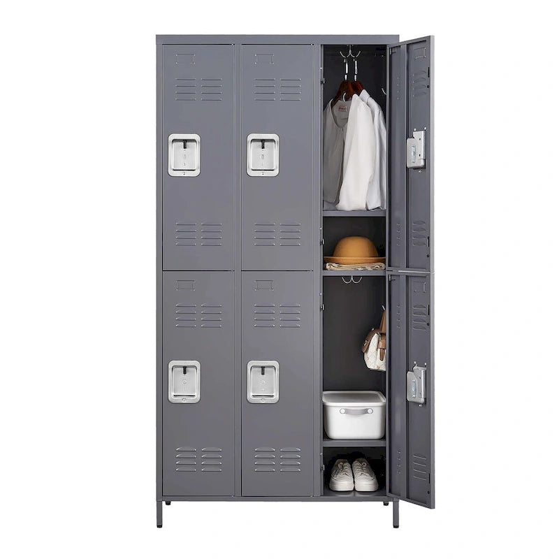 6 Door 72H Metal Lockers With Lock for Employees,Storage Locker Cabinet for Home Gym Office School Garage,Gray