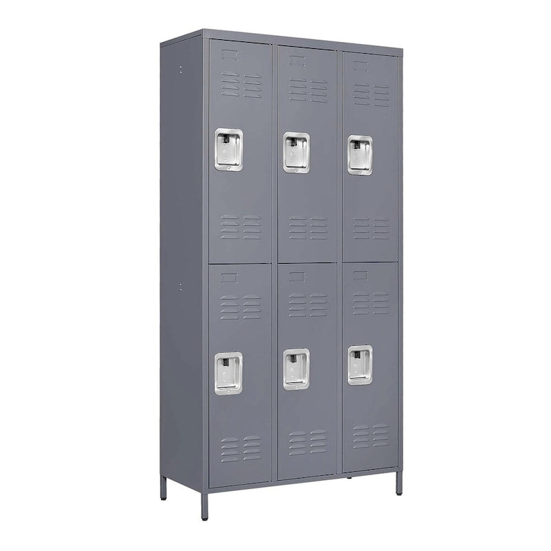 6 Door 72H Metal Lockers With Lock for Employees,Storage Locker Cabinet for Home Gym Office School Garage,Gray