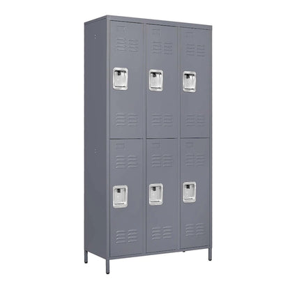 6 Door 72H Metal Lockers With Lock for Employees,Storage Locker Cabinet for Home Gym Office School Garage,Gray