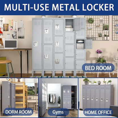 6 Door 72H Metal Lockers With Lock for Employees,Storage Locker Cabinet for Home Gym Office School Garage,Gray