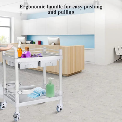 Medical Carts with Wheels 2 Tier Mobile Esthetician Cart 330 LBS Load Hospital Trolley Cart for Ultrasound Scanner Utility