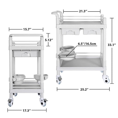 Medical Carts with Wheels 2 Tier Mobile Esthetician Cart 330 LBS Load Hospital Trolley Cart for Ultrasound Scanner Utility