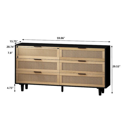 59.066-Drawers Rattan Storage Cabinet