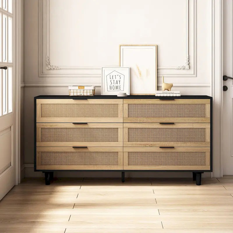 59.066-Drawers Rattan Storage Cabinet