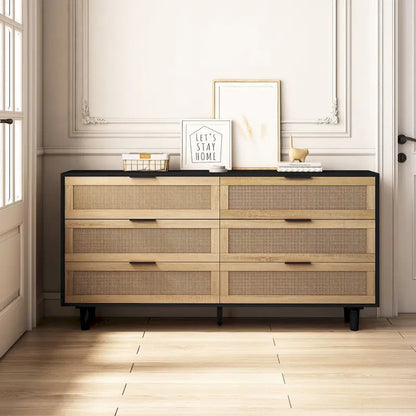 59.066-Drawers Rattan Storage Cabinet