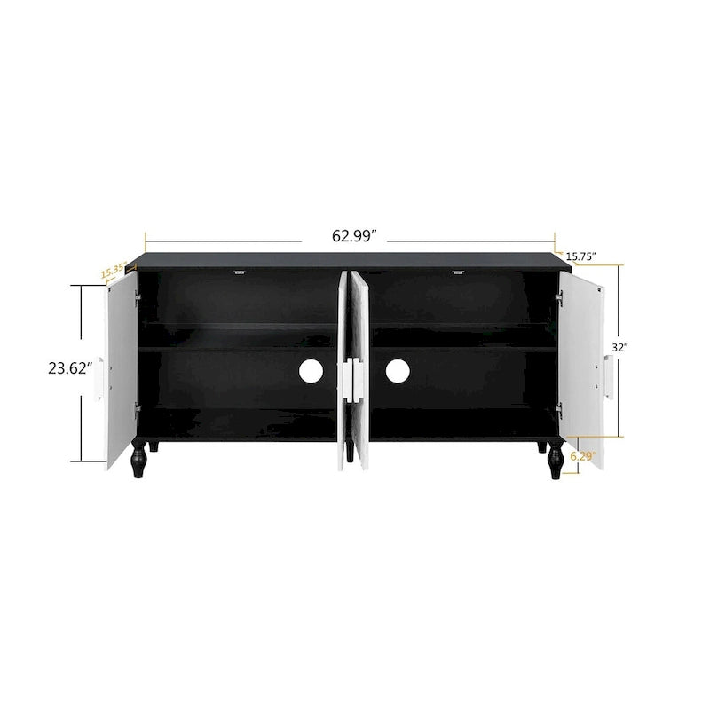 Vintage White Sideboards with Large Faceted Carved