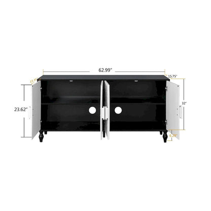 Vintage White Sideboards with Large Faceted Carved