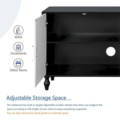 Vintage White Sideboards with Large Faceted Carved