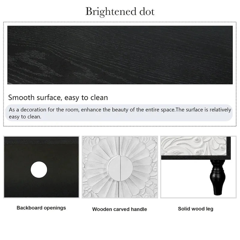 Vintage White Sideboards with Large Faceted Carved