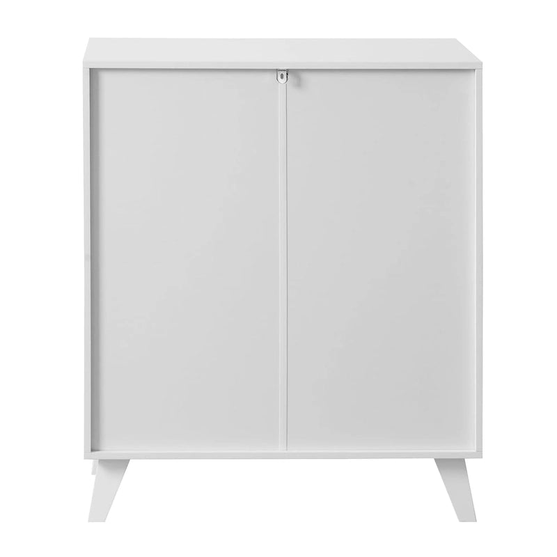 Modern Bathroom Cabinet Storage Organizer with 2 Glass Doors and Adjustable Shelf White