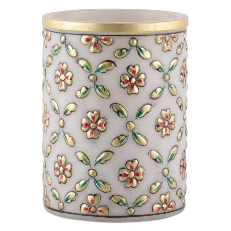 Novica Handmade Spring Mesh Marble Pen Holder