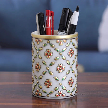 Novica Handmade Spring Mesh Marble Pen Holder