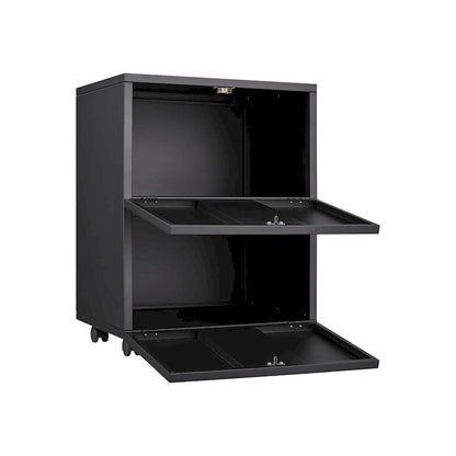 Office furniture Copier Cabinet Black 2 Door Steel Copier Stand Mobile Pedestal File Printer Stand