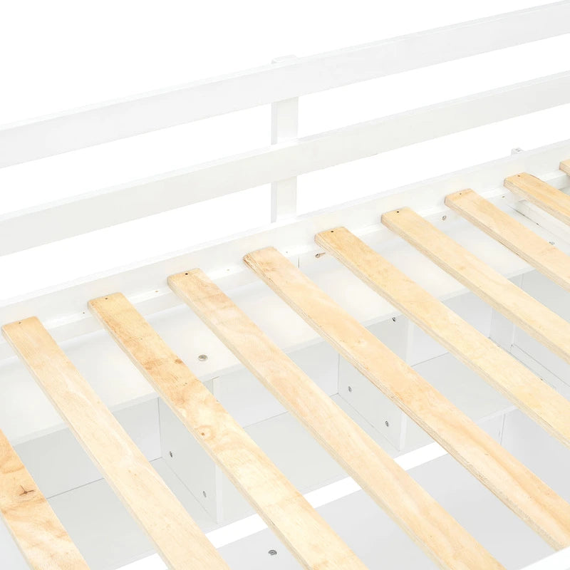 Twin Size Loft Bed with Desk, Wardrobes, 4 Drawers and 4 Shelves