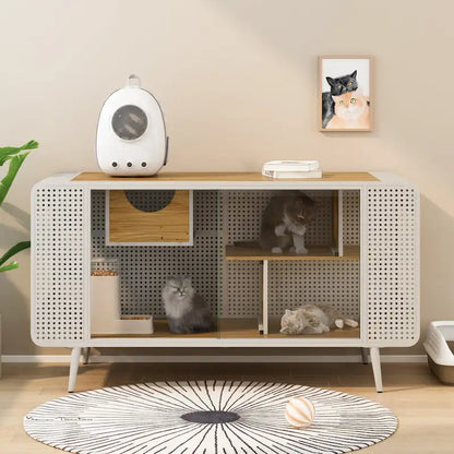 55.12 Spacious Cat House with Tempered Glass for Living Room