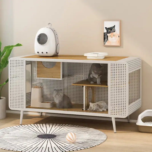 55.12 Spacious Cat House with Tempered Glass for Living Room