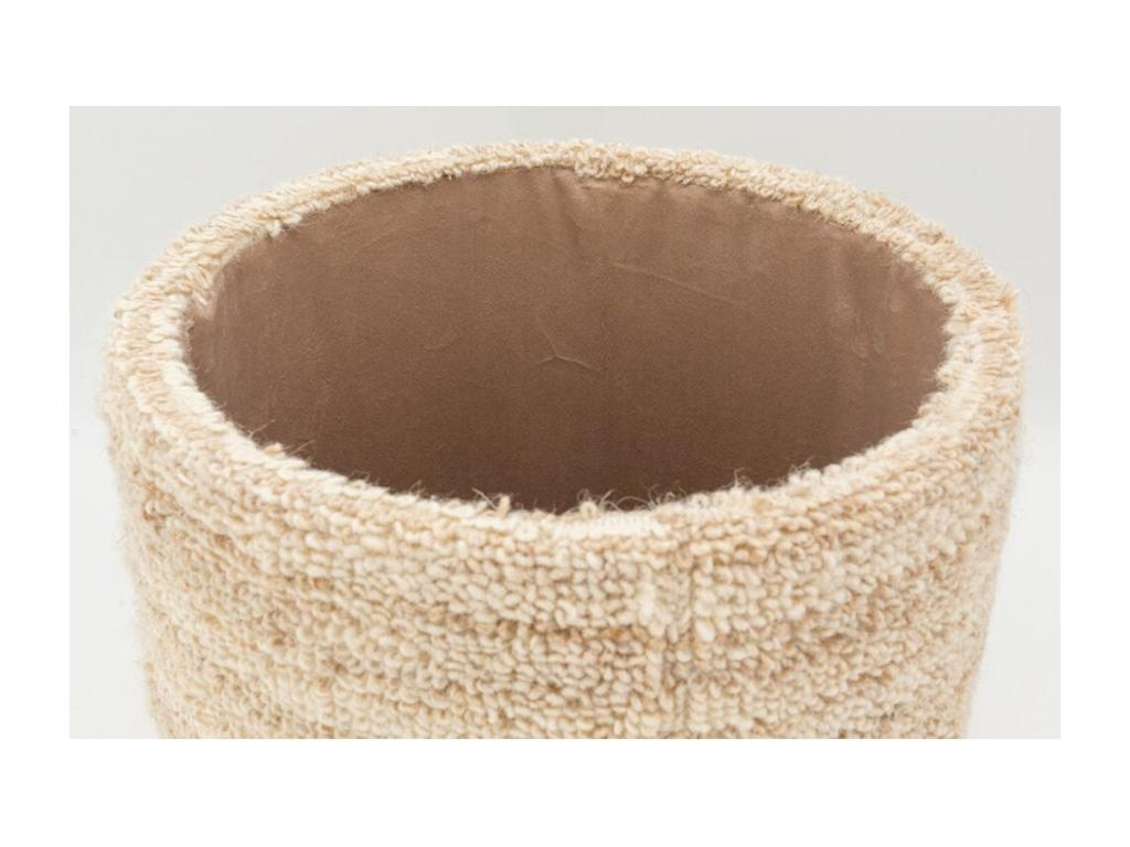 Beige Boucle Fabric Ottoman