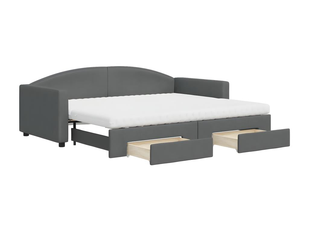 Gray Fabric Bed, 90 x 200 cm