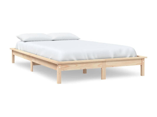 Brown Pine Wood Bed Frame, 140 x 200 cm