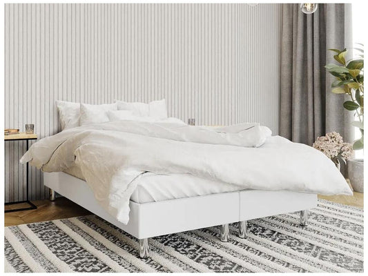 White Leather Bed, 140 x 200 x 47 cm