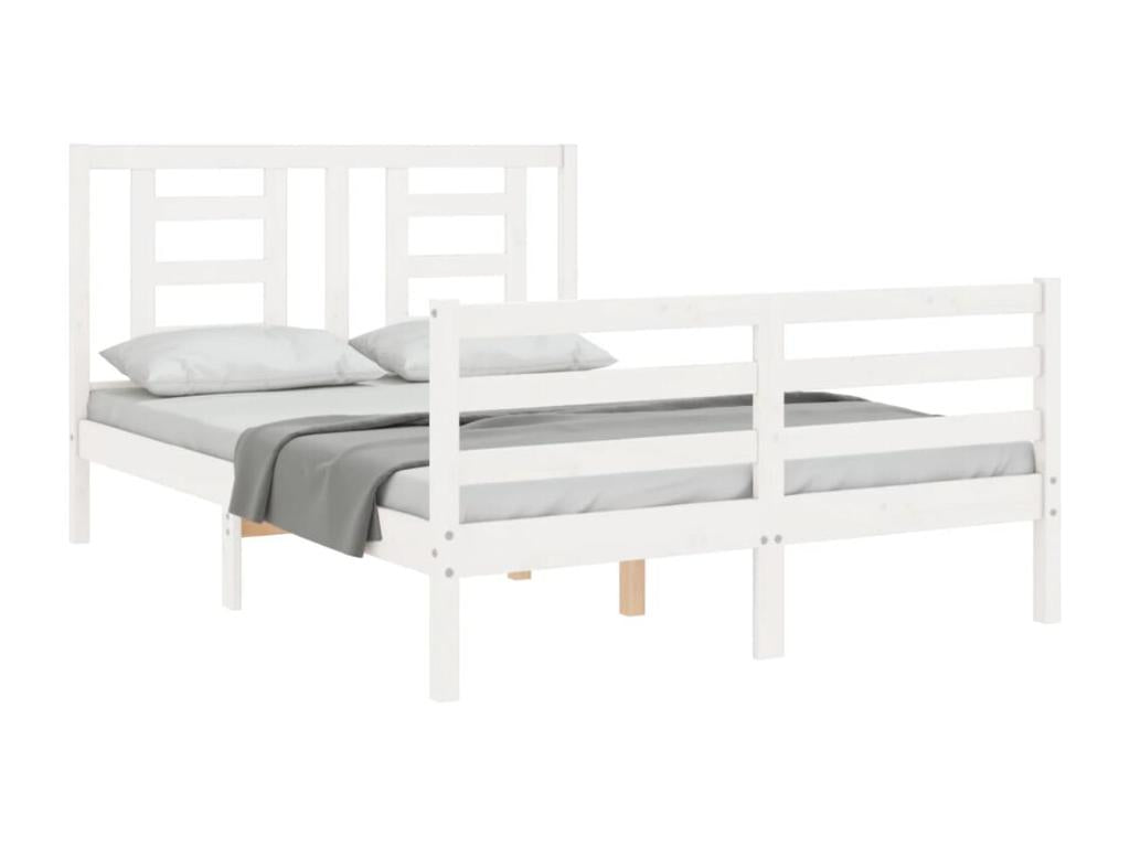 White Solid Wood Bed Frame, 140 x 200 cm - dlz1766461832485