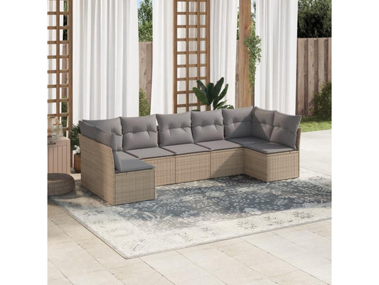 Beige Woven Resin Wicker Outdoor Furniture Set - dlz1766461641311