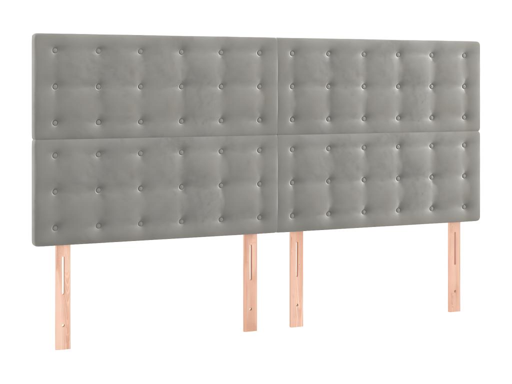 Gray Velvet Bed, 180 x 5 x 118 cm