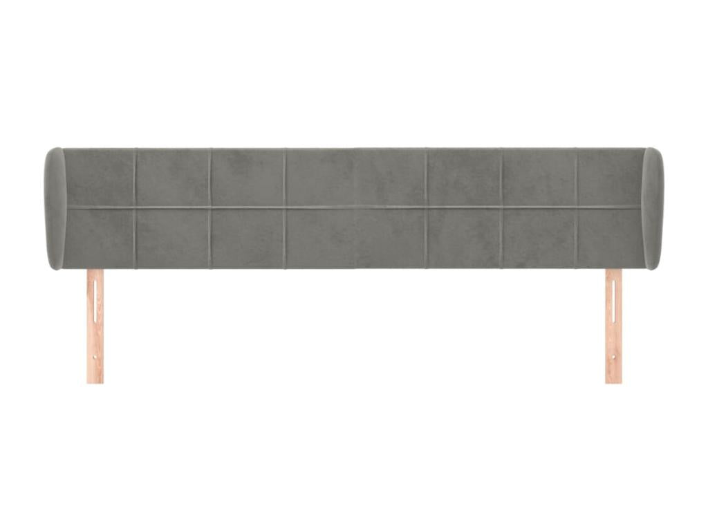 Gray Velvet Bed, 203 x 23 x 78 cm