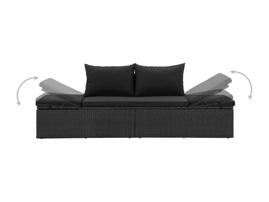 Black Chaise Lounge, 195 x 60 x 60 cm