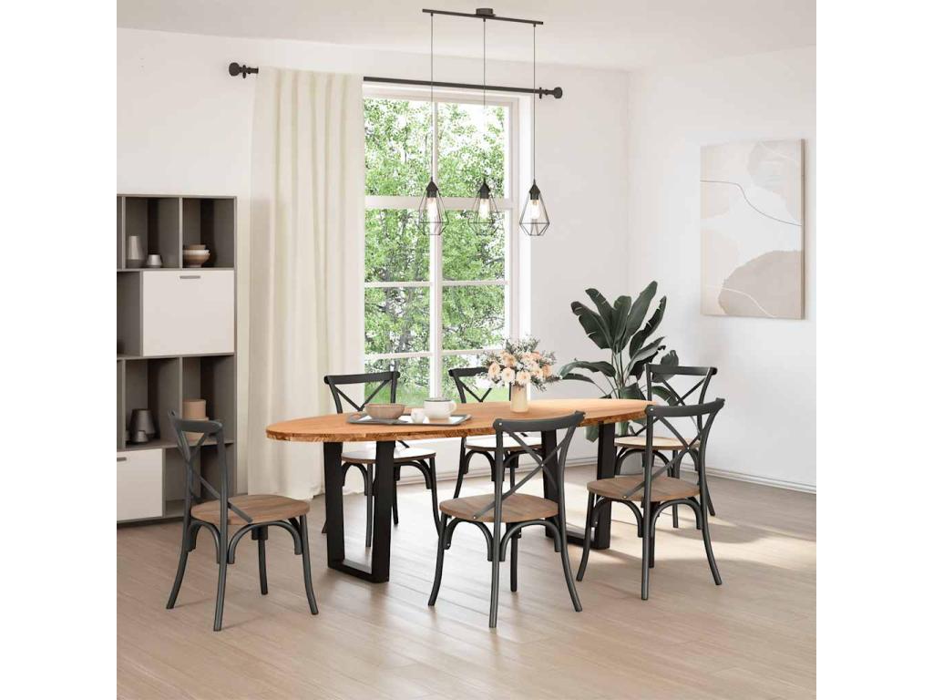 Brown Oak Wood Dining Table - dlz1766461217152